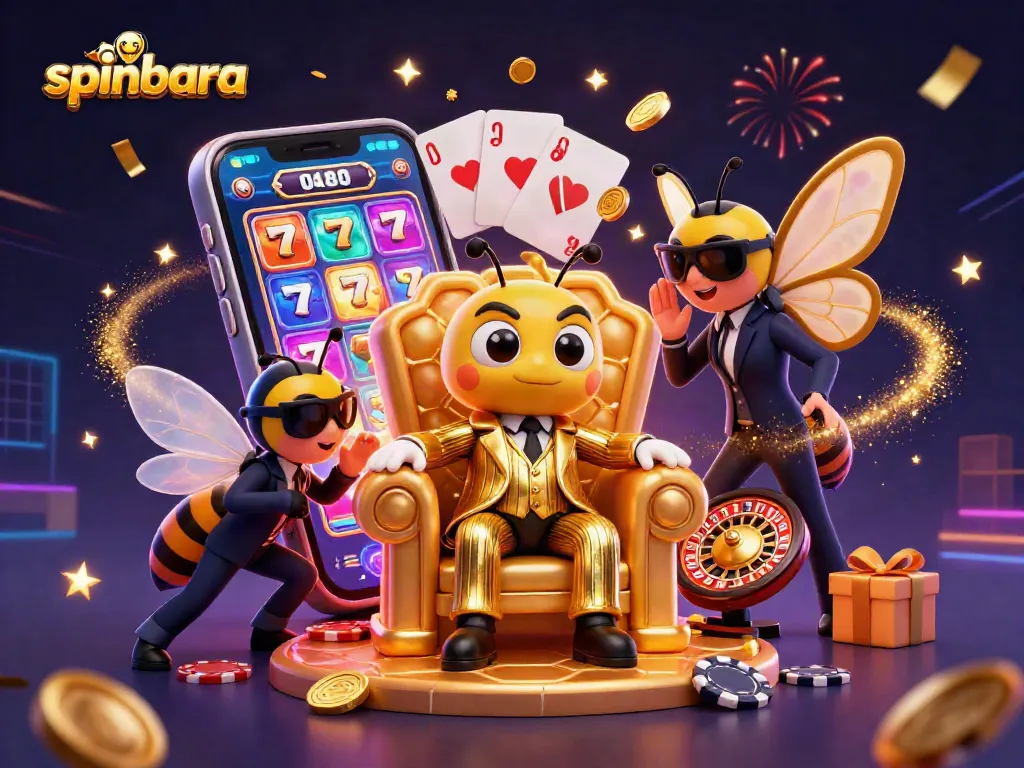 Engage with spinbara's vibrant casino experience featuring a dynamic bumblebee mob boss and lively gaming elements.